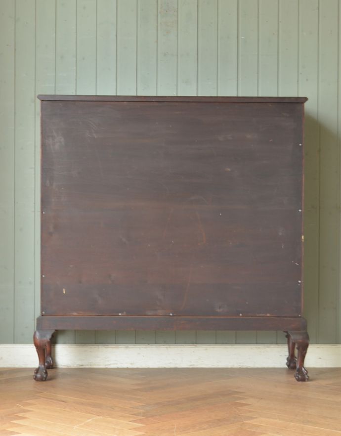 アンティークのキャビネット　アンティーク家具　マホガニー材の高級感たっぷりなアンティーク家具、グラスキャビネット（本棚）。きちんとメンテナンスしてあるので、裏側もキレイです。(q-721-f)