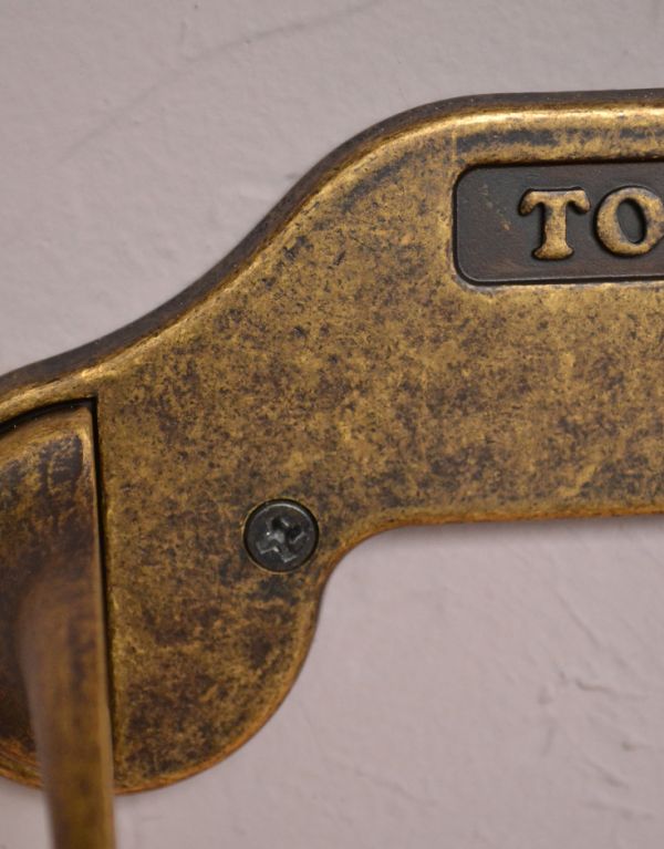 レトロなデザインの真鍮製ペーパーホルダー（アンティーク色）フタ無し