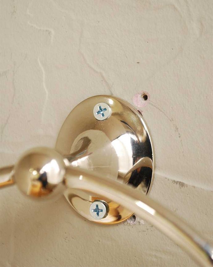 洗面・トイレ　住宅用パーツ　真鍮製のタオルリング（シルバー・ビス付き）。横から見るとこんな感じです。(sa-433)