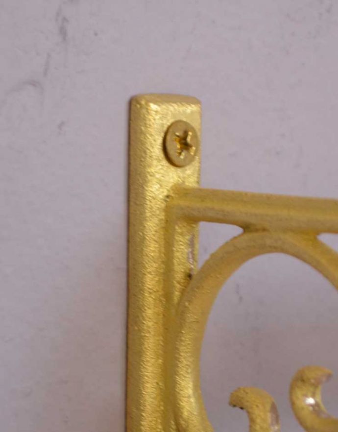 洗面・トイレ　住宅用パーツ　お洒落なサニタリーアイテム、真鍮製ダブルタオルバー（ロングタイプ/ゴールド）。4ヶ所ビスで留めてお使い下さい。(sa-633)