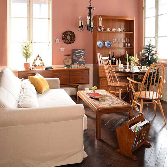 北欧ビンテージ家具とオシャレなソファ（アプリコットベージュ）