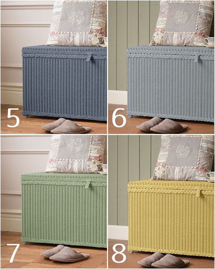 ロイドルーム　アンティーク風　ロイドルームのボックスベンチ、8色から選べるHandleオリジナルのロイドルーム。5.ドリーマーズティー (Dreamer's tea)6.ベビーブルー (Baby blue)7.ハーブティー (Herb tea)8.バター＆シュガー (Butter&Suger)。(hol-09)