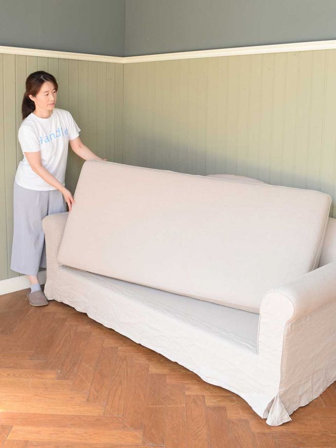 リネンのソファの座面