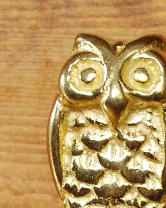 取っ手・ハンドル　住宅用パーツ　毎日使う持ち手をちょっとおしゃれに･･･真鍮製の取っ手（フクロウ）。遊び心あふれるオシャレなデザインパッと目を惹く可愛いデザイン。(u-537)