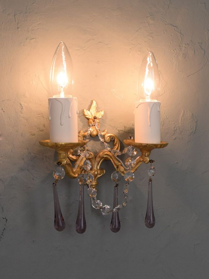 アンティークガラスの壁付け照明