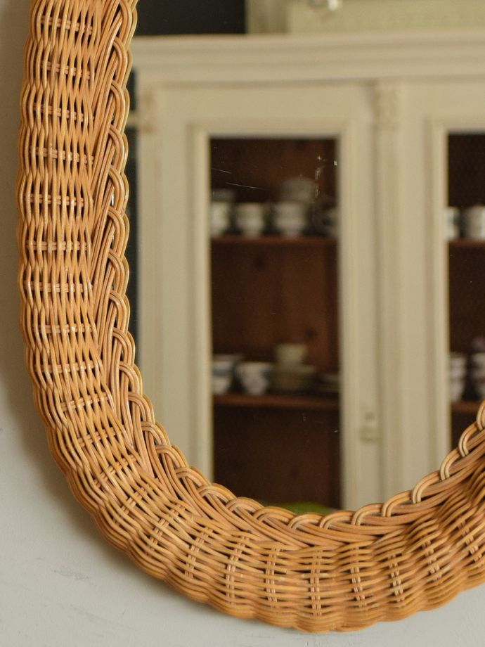 ラタンフレームのミラー