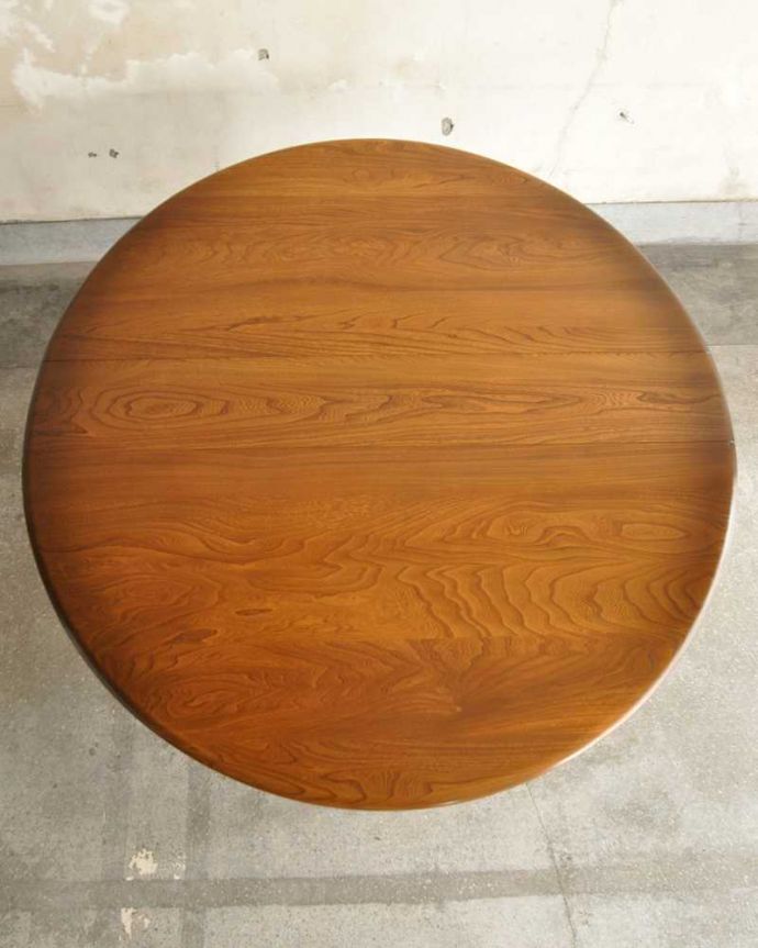 アーコールの家具　アンティーク家具　アーコール社(ERCOL)のヴィンテージ家具、ドロップリーフテーブル (伸張式)。天板の修復には自信があります。(x-1176-f)