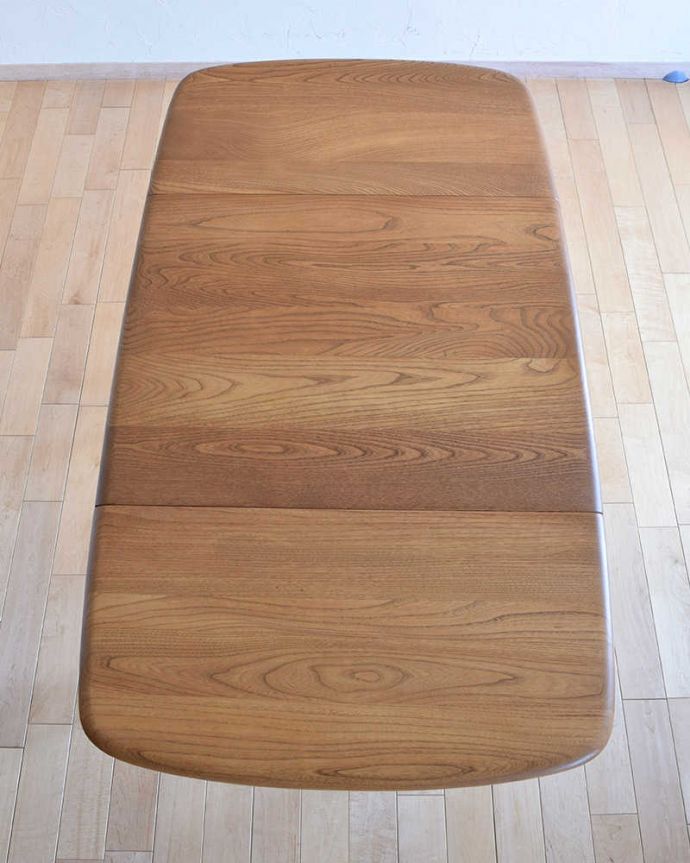 アーコールの家具 アンティーク家具 3パターンのサイズ展開可能、アーコール社のヴィンテージドロップリーフテーブル。やっぱり気になる天板の仕上げ方テーブルの主役はやっぱり天板。(x-958-f)