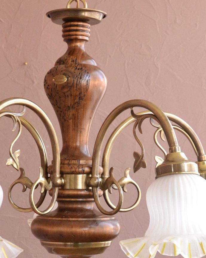 アンティーク風のシェード付きシャンデリア(5灯)（E17電球付）(cr-504