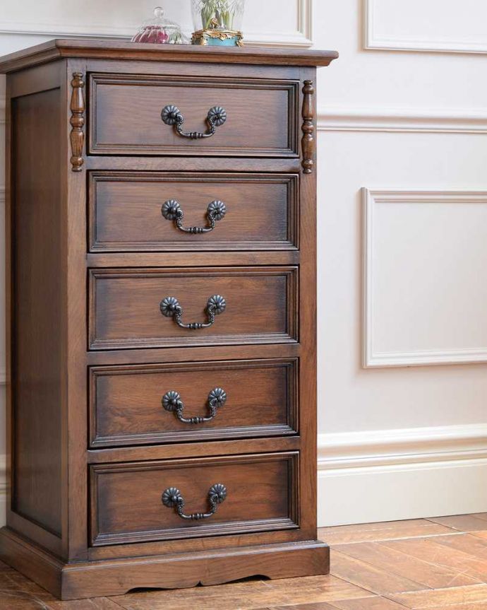 アンティーク風のスモールチェスト（5段）(y-117-f)｜アンティーク風