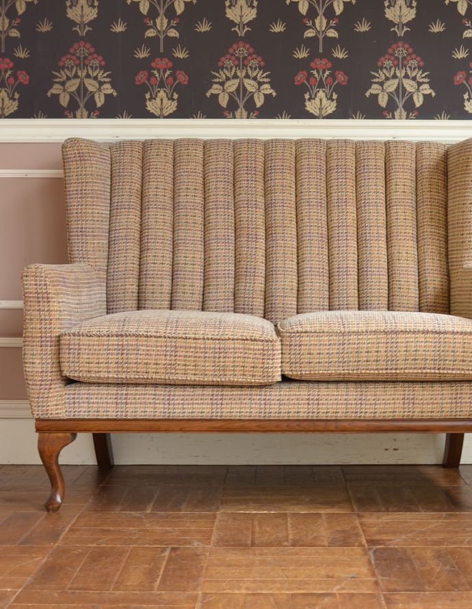 アンティーク風の椅子 アンティーク風 グレンチェックがとってもオシャレなOldCharmの二人掛けアンティーク風ソファ。ゆったりと包み込んでくれますしっかりと支えてくれる背もたれ。(y-134-c)