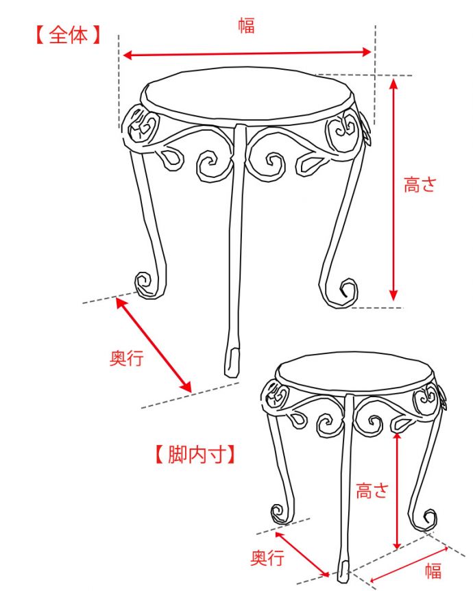 カブリオールレッグ アンティーク風 お花模様が華やかなアンティーク風プランタースタンド(ラウンド・2個セット・ホワイト)。。(y-314-f)