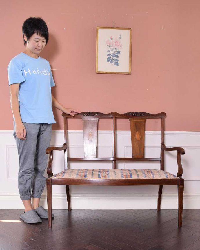 セティ・ソファ・ベンチ アンティーク チェア マホガニー材を使ったシンプルで上品なセティ。最上級の美しさで見た人みんなを魅了する椅子アンティークの椅子の中でも特に美しいセティ。(z-023-c)