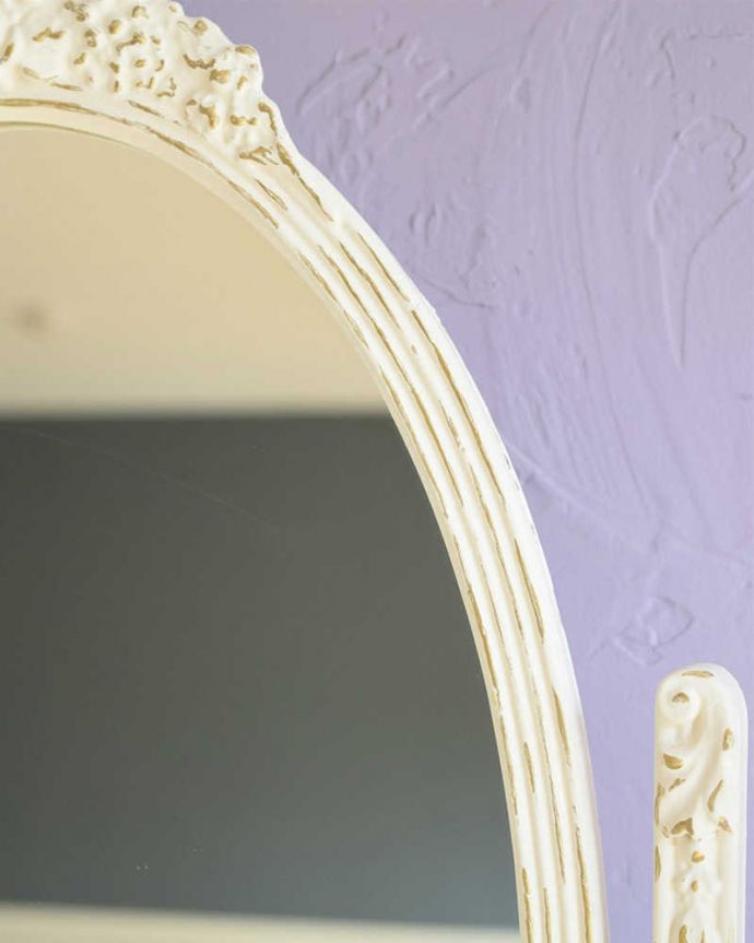 アンティークのドレッサー アンティーク家具 憧れの可愛いドレッシングテーブル(鏡台)、アンティークのフレンチインテリア。新しいミラーでお届けしますこちらは新しいミラーに交換しました。(z-090-f)