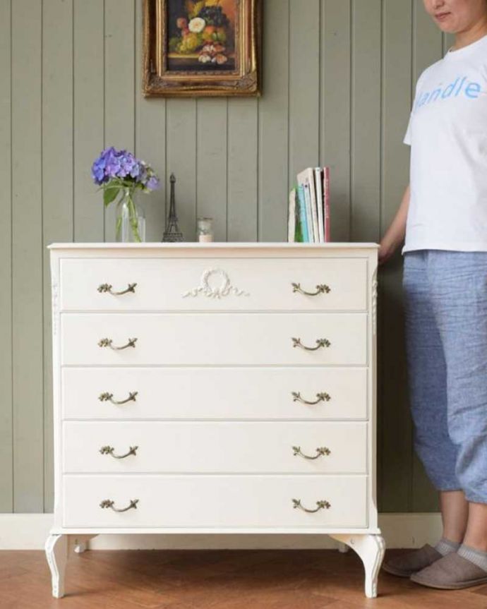 アンティークのチェスト アンティーク家具 フランスのアンティークチェスト、女性らしいドロワー(整理ダンス) 毎日がお姫様気分。(z-114-f)