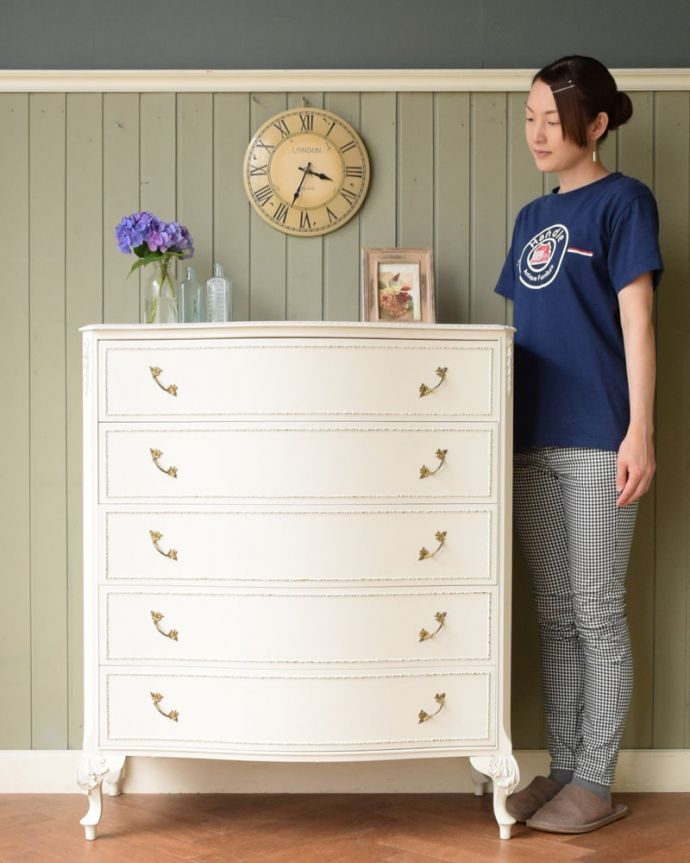 アンティークのチェスト アンティーク家具 チェスト<ドゥロワーズ(フレンチ/ペイント) 毎日がお姫様気分。(z-115-f)