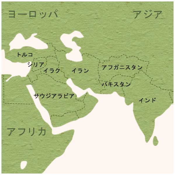 キリムの産地の地図