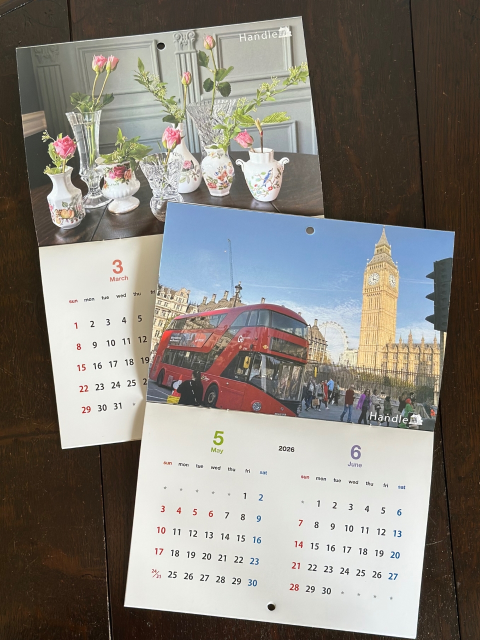インテリア本・ポストカード　インテリア雑貨　数量限定！Handleのオリジナルカレンダー(2026)。(n17-050)