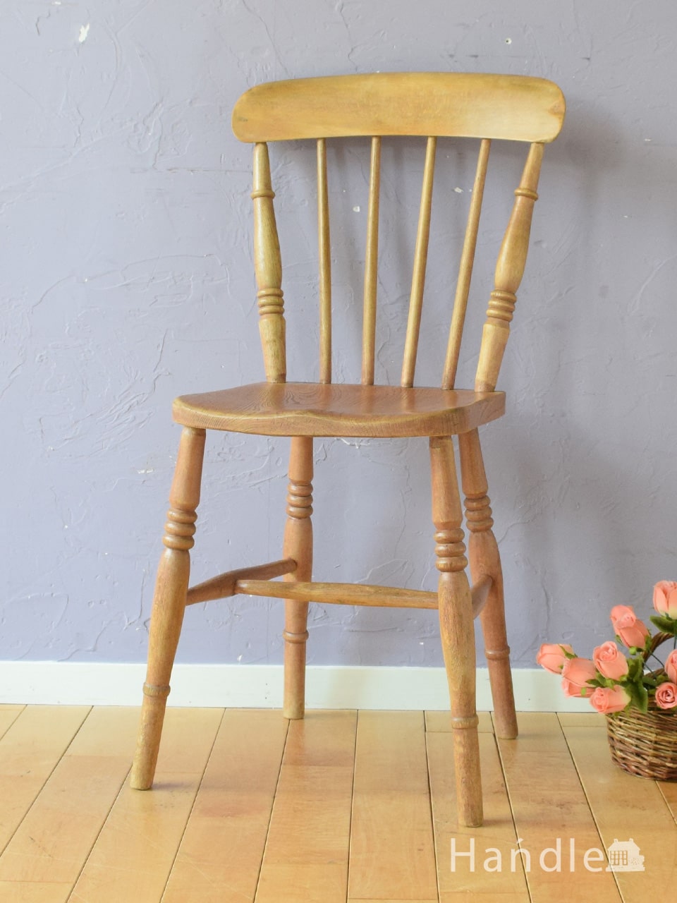 英国のおしゃれなアンティークチェア、ナチュラルな雰囲気のキッチンチェア(k-1751-c)｜アンティークチェア・椅子