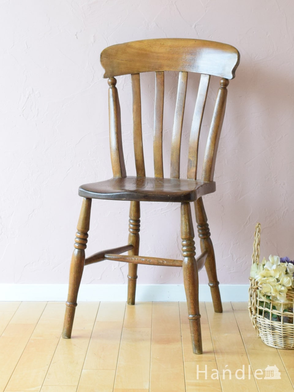 イギリスのアンティークの椅子、ナチュラル感漂うおしゃれなキッチンチェア (k-1807-c)