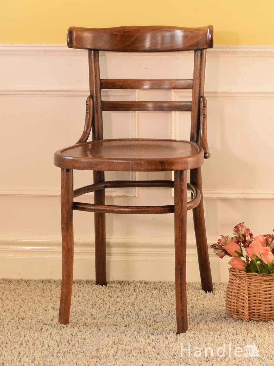 ヨーロッパのおしゃれなカフェの椅子、アンティークのベントウッドチェア (k-1781-c)