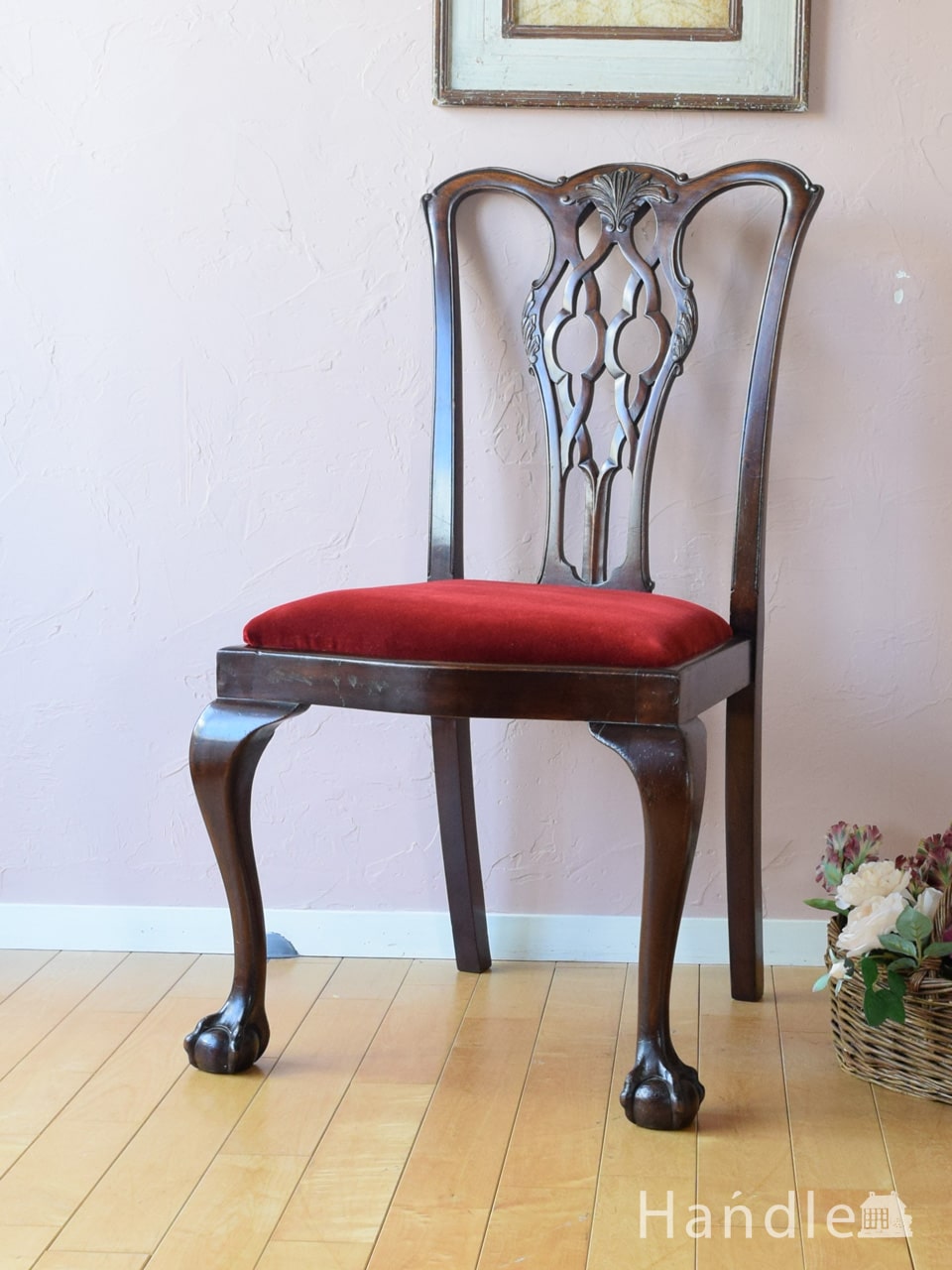 アンティークのチッペンデールチェア、クロウ＆ボールの脚の美しいサロンチェア(k-1797-c)｜アンティークチェア・椅子