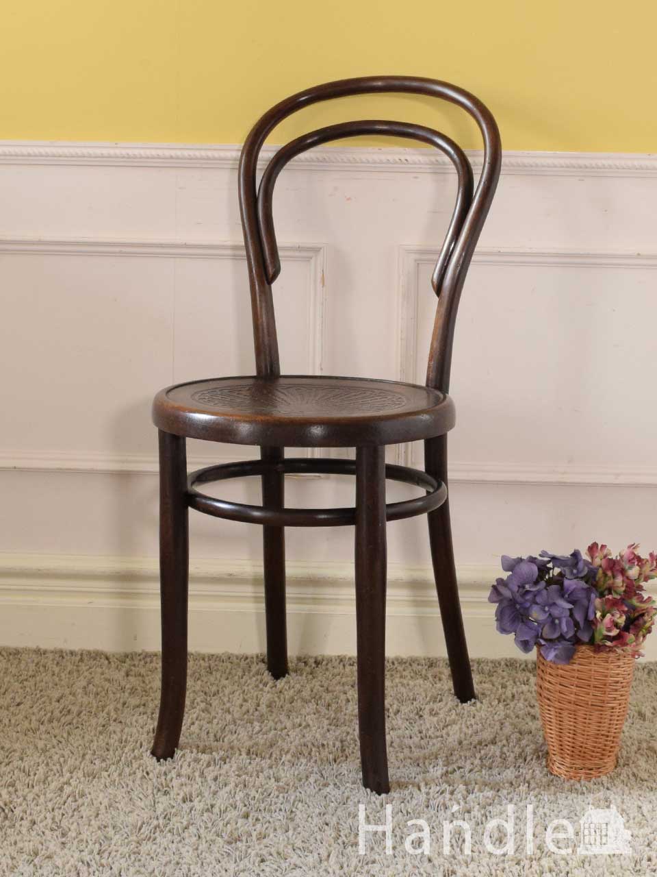 イギリスアンティークのベントウッドチェア、ダブルループタイプのおしゃれな椅子 (k-1779-c)