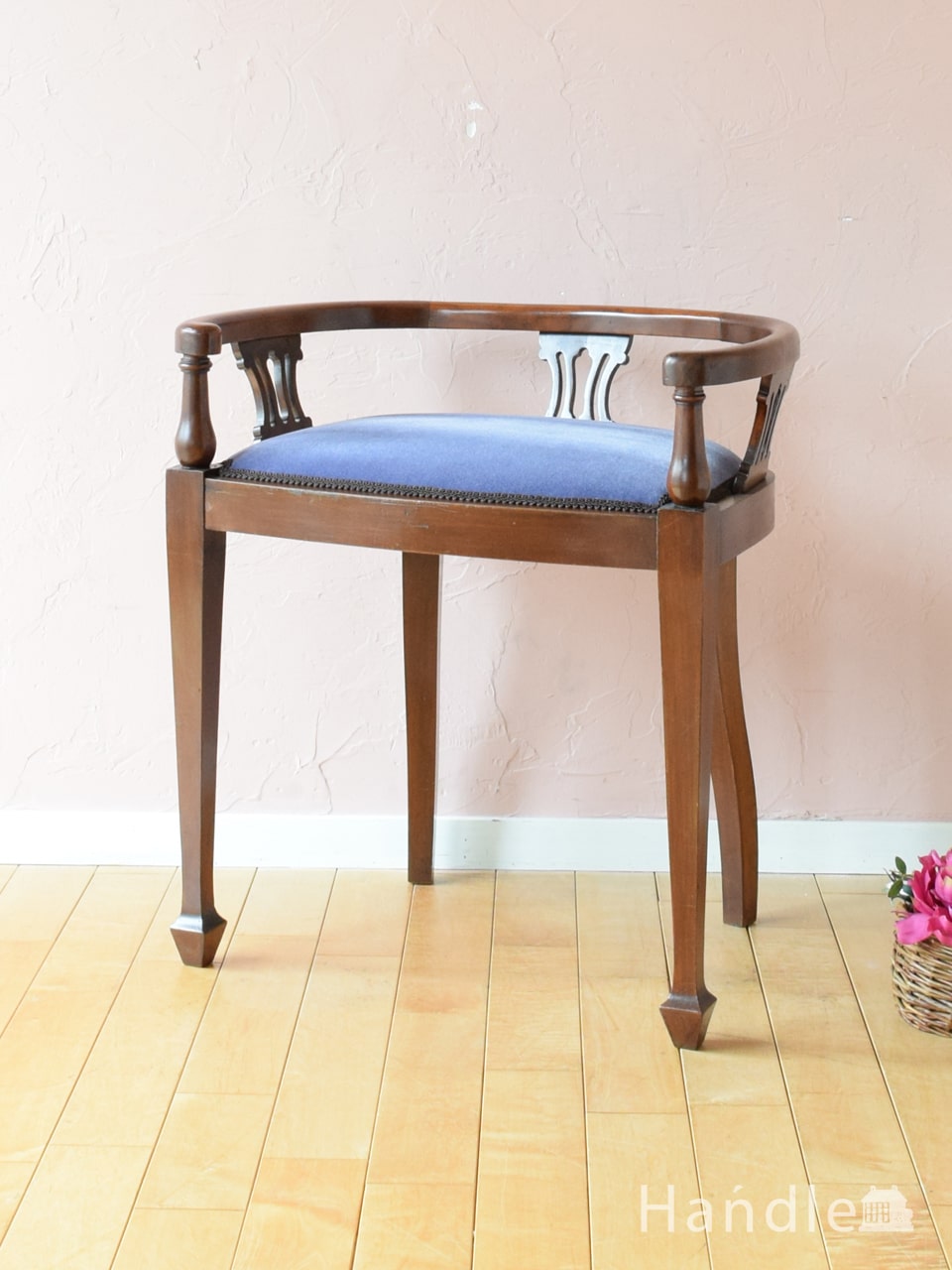 英国から届いた上品なアンティークの椅子、高級感漂う美しいマホガニー材の椅子 (q-478-c)