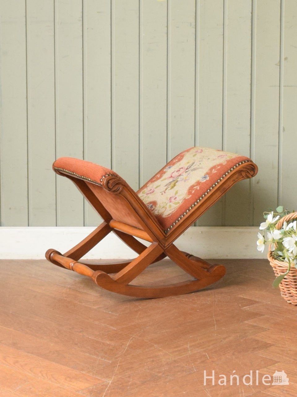 アンティークの美しい椅子、プチポワンのフットスツール(z-088-c)｜アンティークチェア・椅子