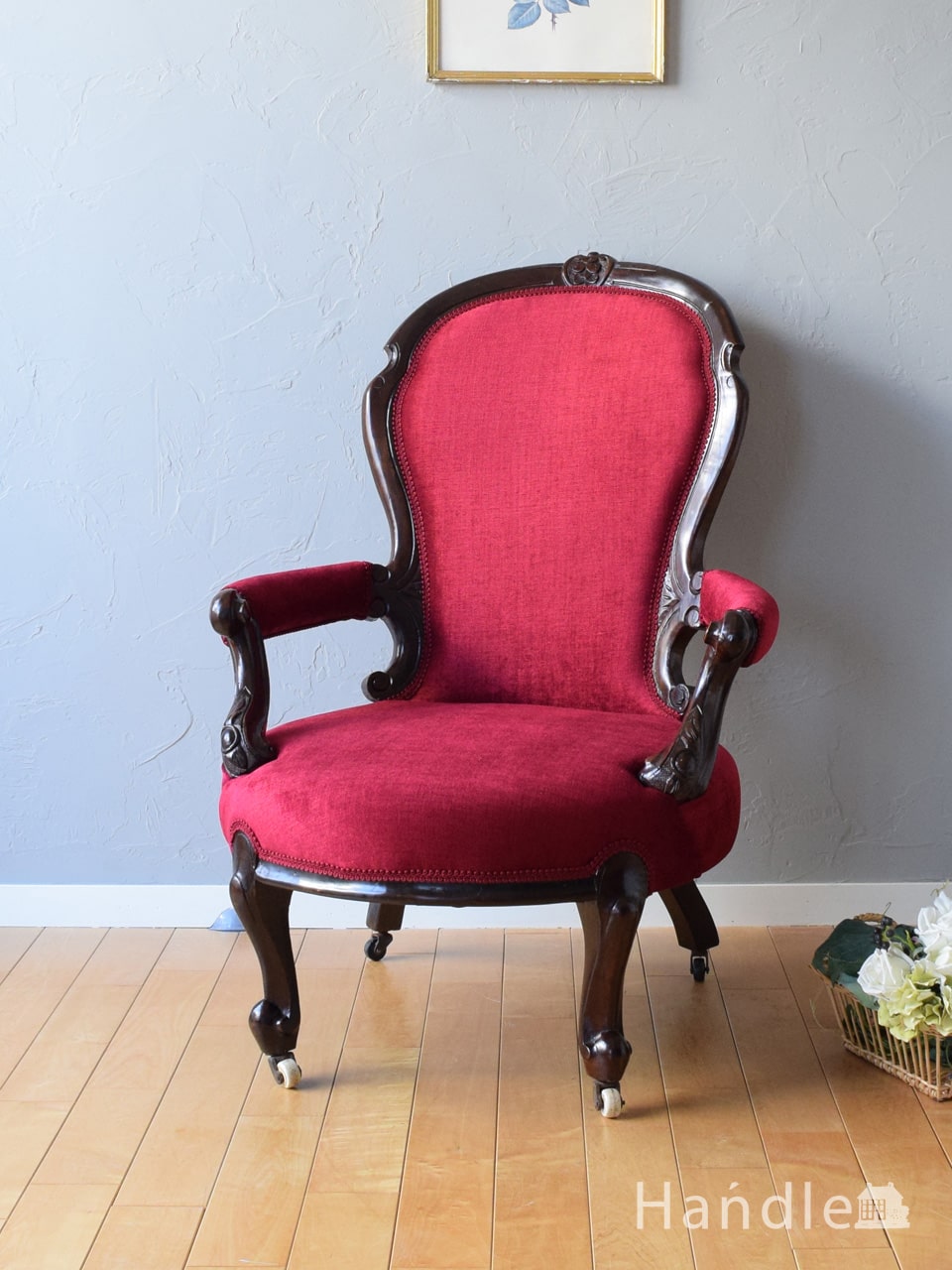 イギリスから届いたアンティークの椅子、マホガニー材の美しいパーソナルチェア (k-1331-c)