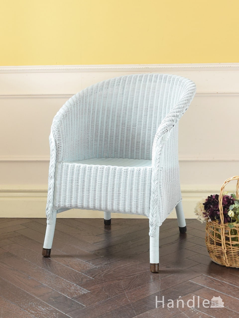 イギリスから届いたアンティークのロイドルーム、アイスブルー色のおしゃれな椅子 (d-985-c)