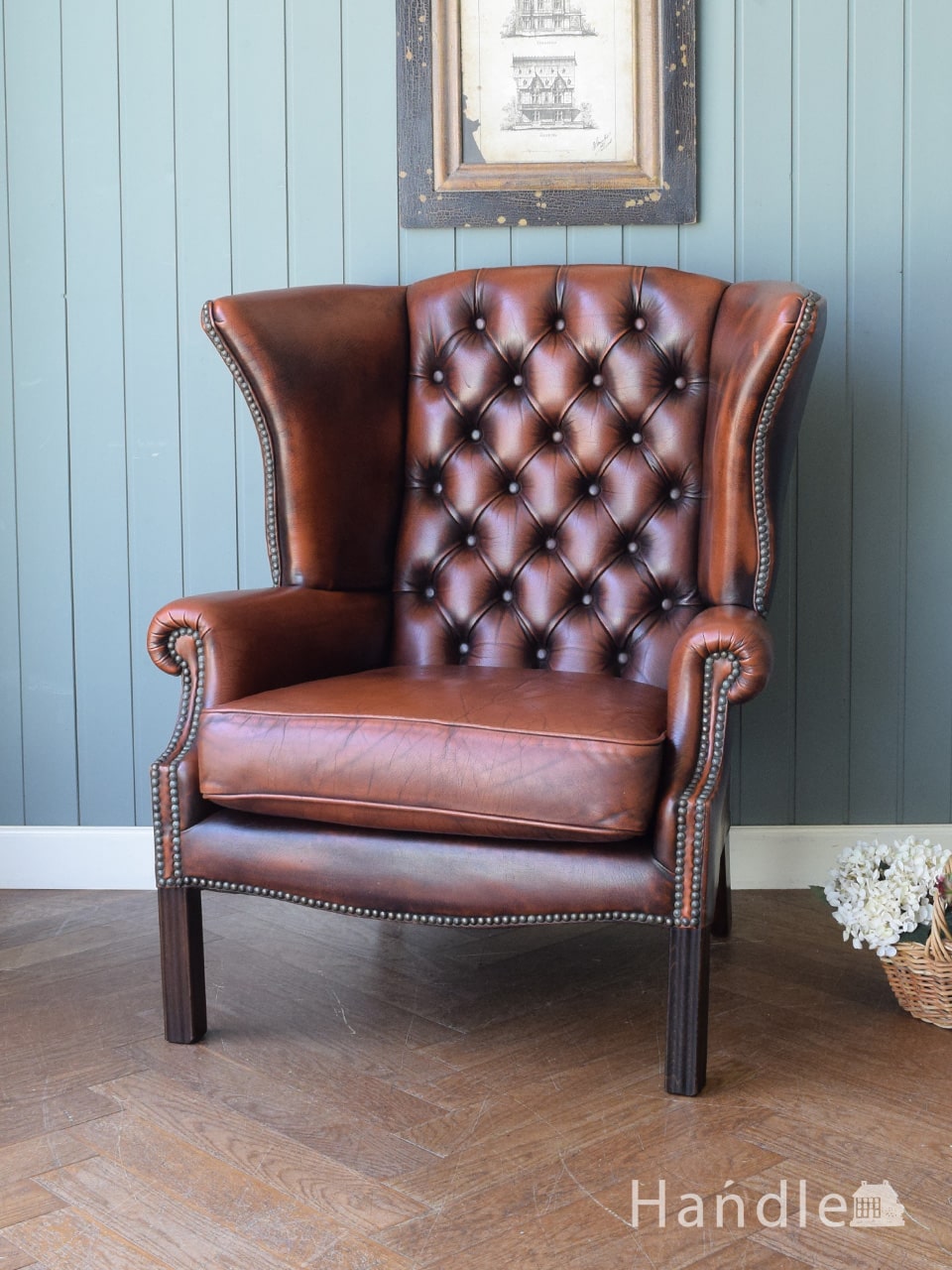 英国アンティークの一人掛けソファ、マホガニー材の美しいパーソナル 