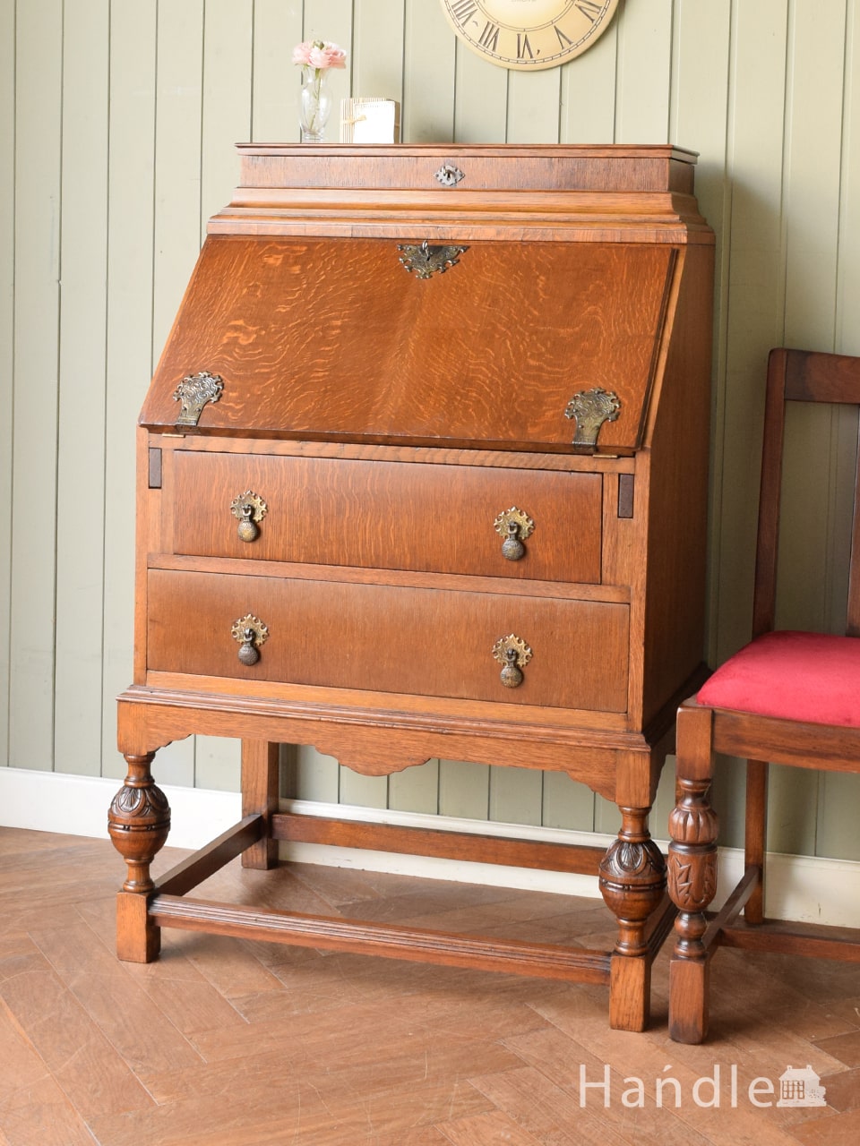 イギリスのアンティーク家具、使いやすい書斎机、ライティングビューロー (q-2414-f)