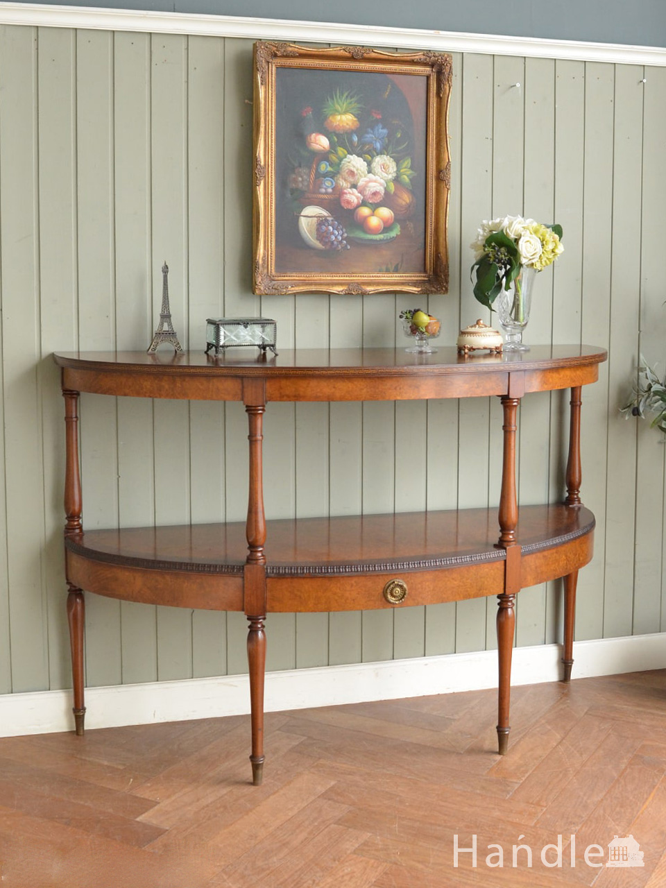 英国のアンティーク家具、杢目が美しい豪華なコンソールテーブル  (q-2494-f)