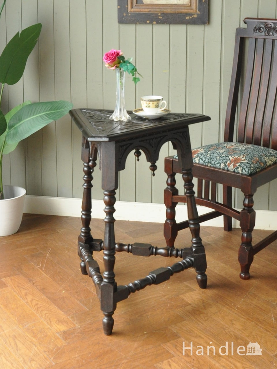 アンティークのサイドテーブル、装飾の豪華なオーク材のオケージョナルテーブル (q-2617-f)