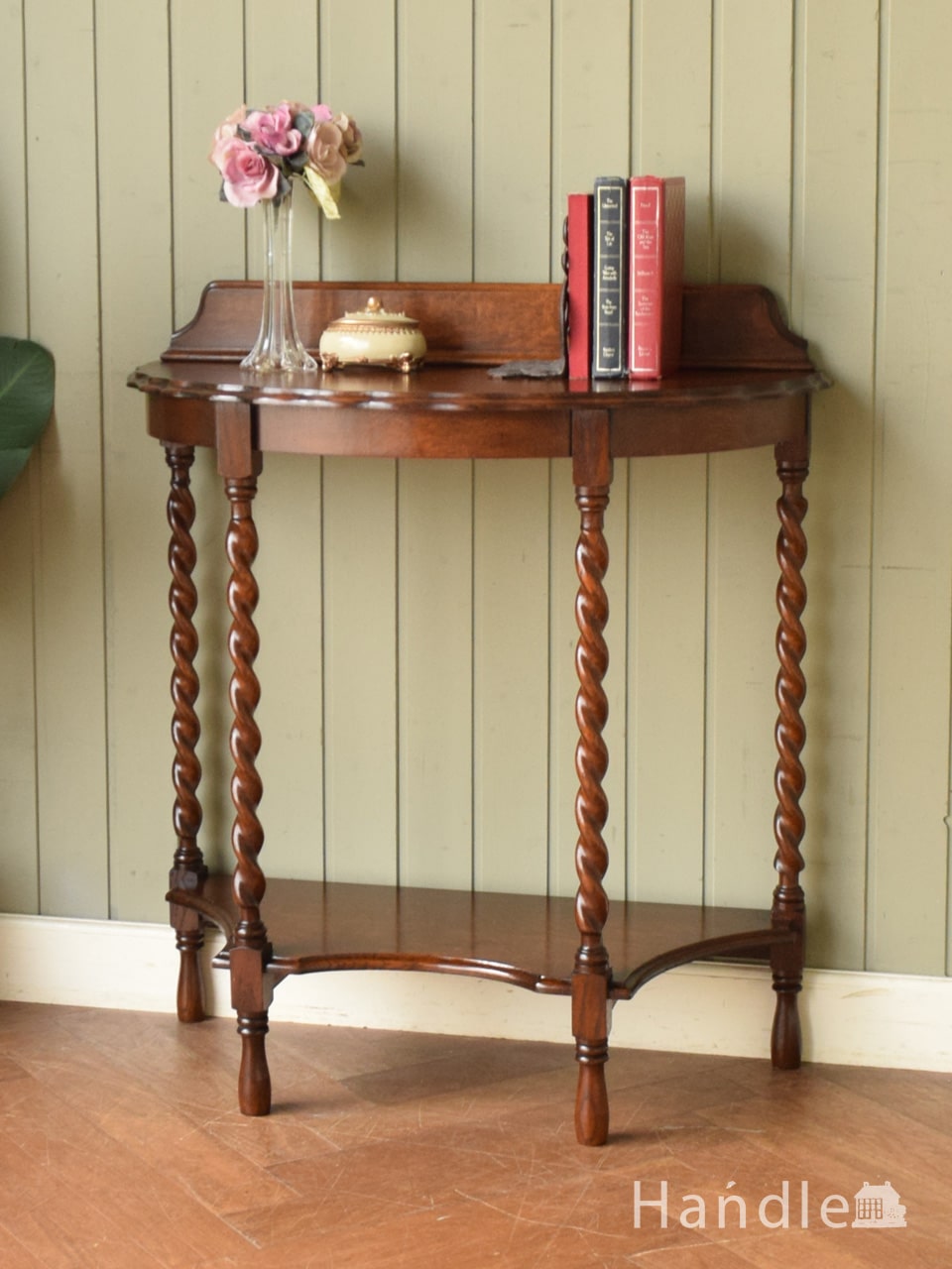 英国のアンティーク家具、ツイスト脚が美しいコンソールテーブル (j-2992-f)