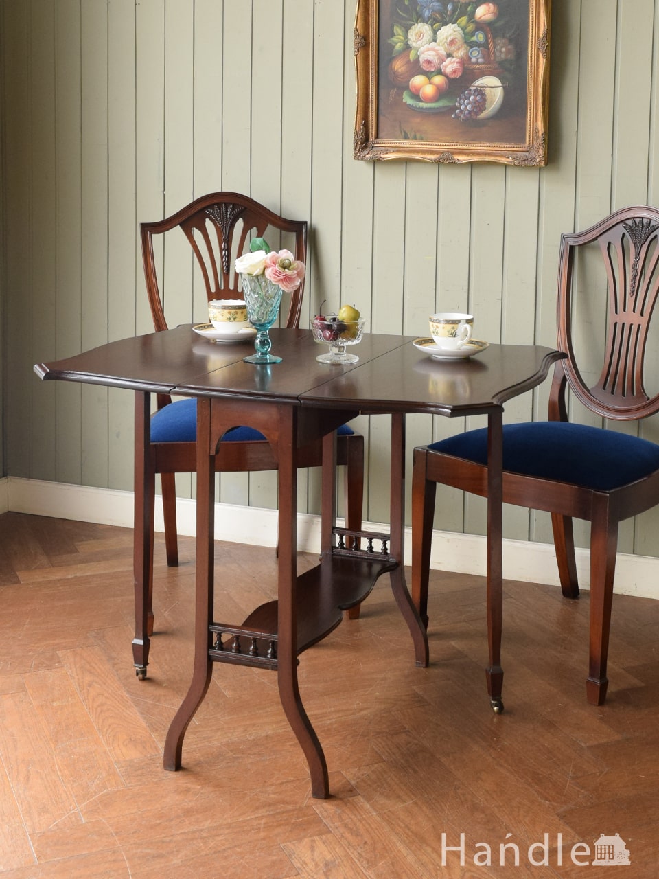 英国アンティークのテーブル、木目が美しい伸長式のサザーランドテーブル (q-2809-f)