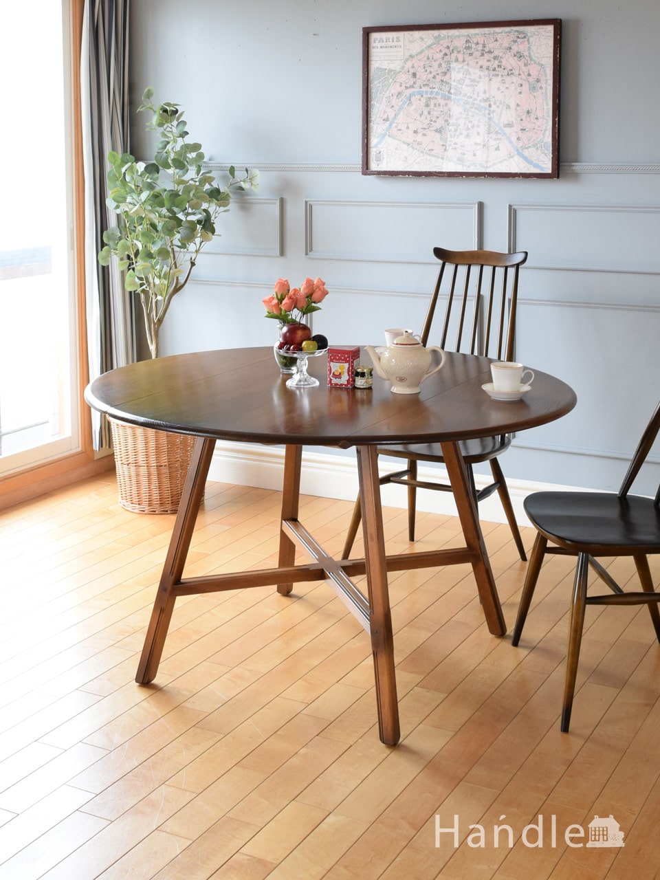 アーコール（ERCOL)社の伸長式テーブル、ビンテージのドロップリーフテーブル(x-1512-f)｜アンティーク家具
