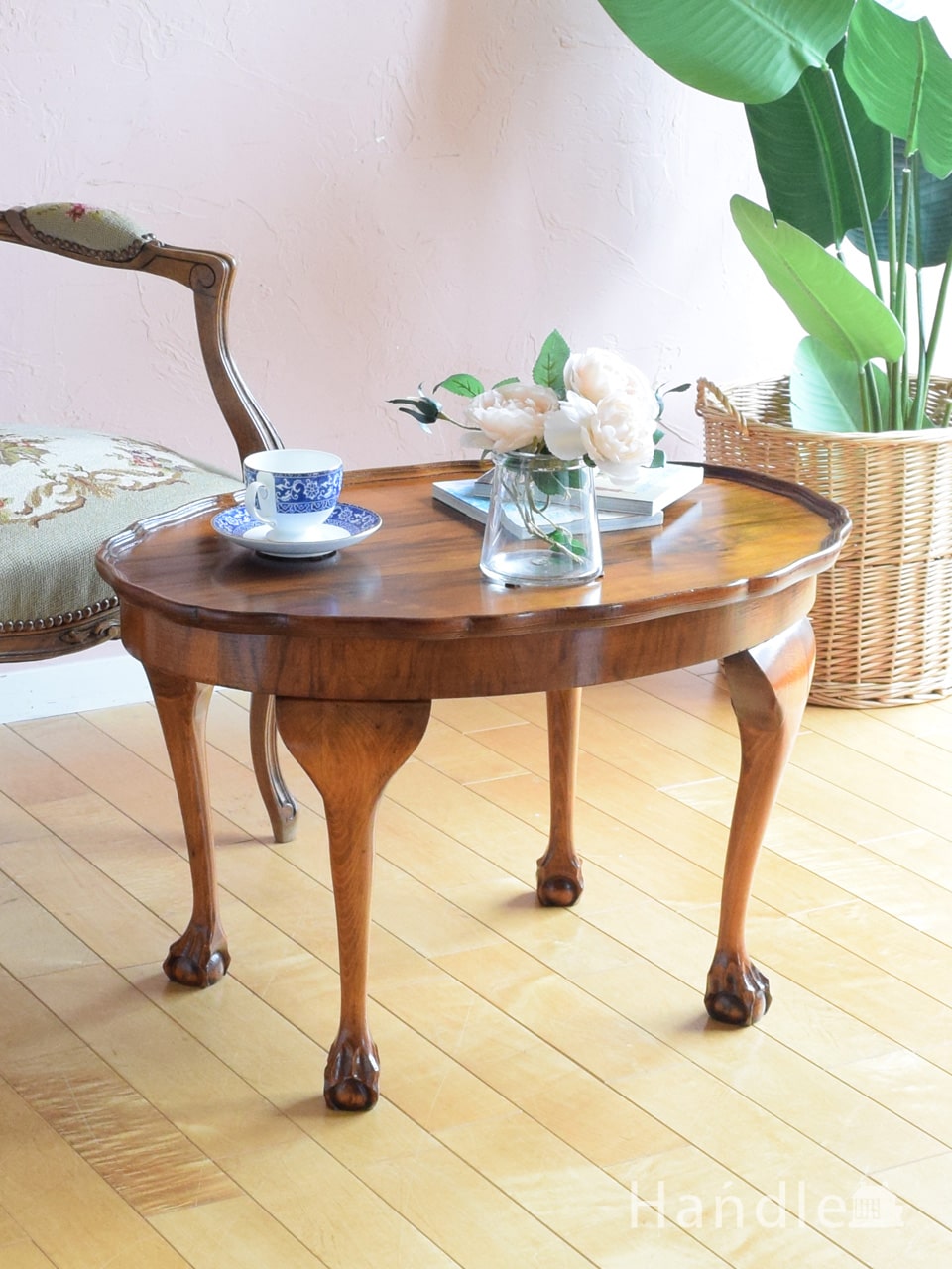 アンティークのオーバル型コーヒーテーブル、クロウ＆ボールの優雅な英国のテーブル (j-3333-f)
