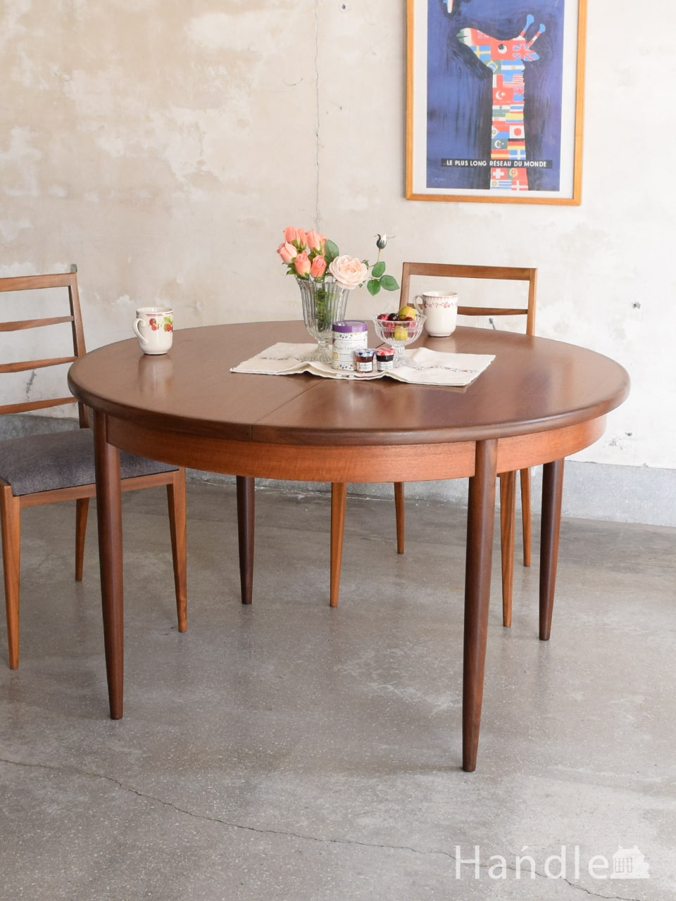 G-PLANのヴィンテージテーブル、北欧スタイルのおしゃれなフレスコシリーズの伸長式ダイニングテーブル