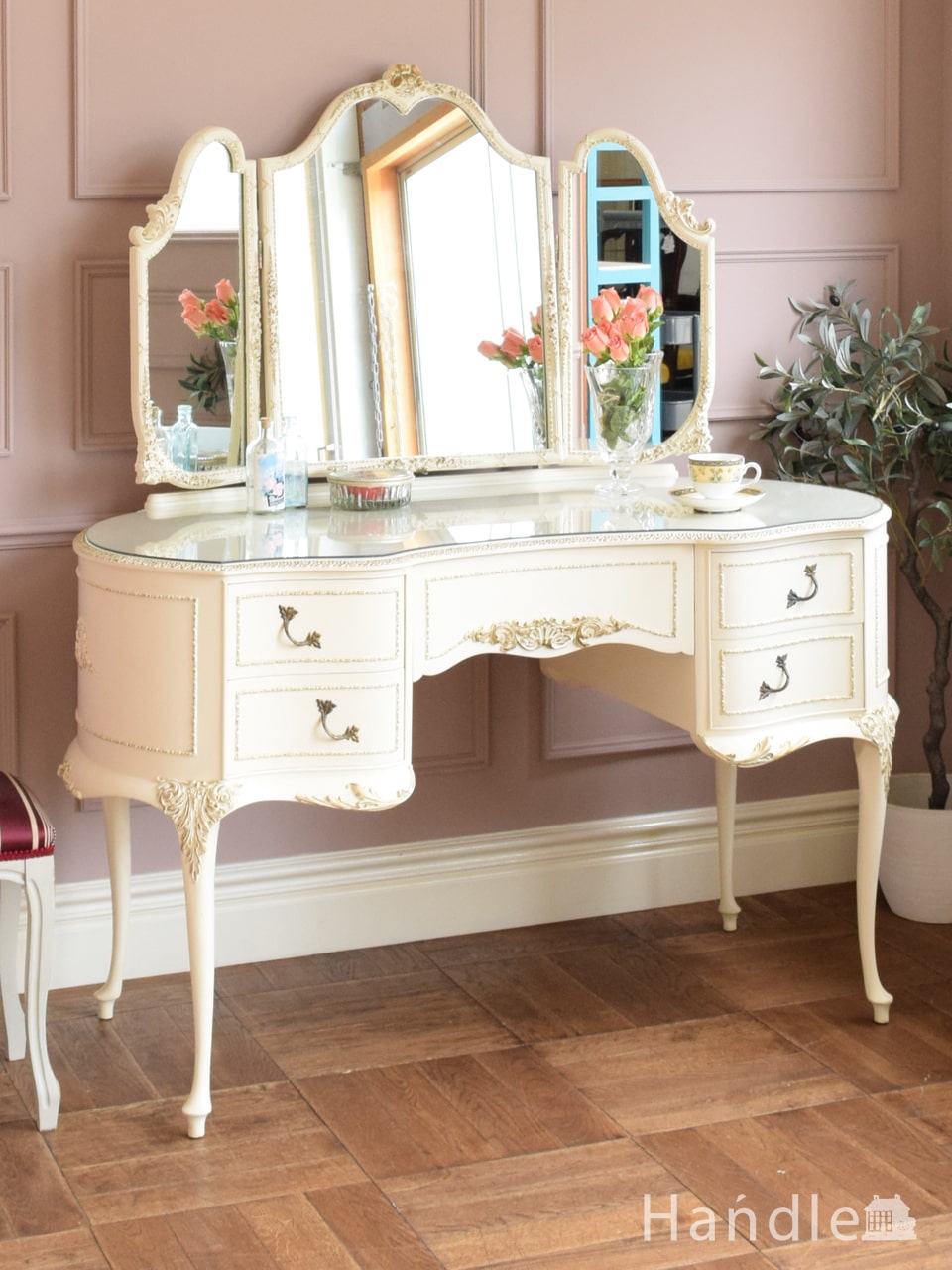 北欧スタイルのヴィンテージ家具、三面鏡のドレッシングテーブル（STAG 