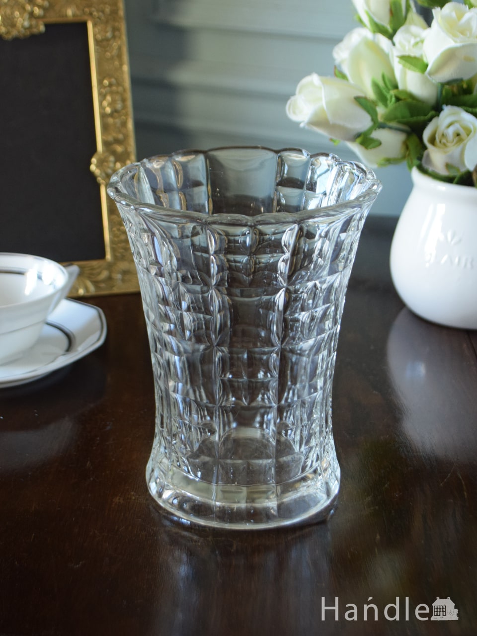 アンティークガラスの花瓶、イギリスで見つけたおしゃれなフラワーベース  (pg-6528)