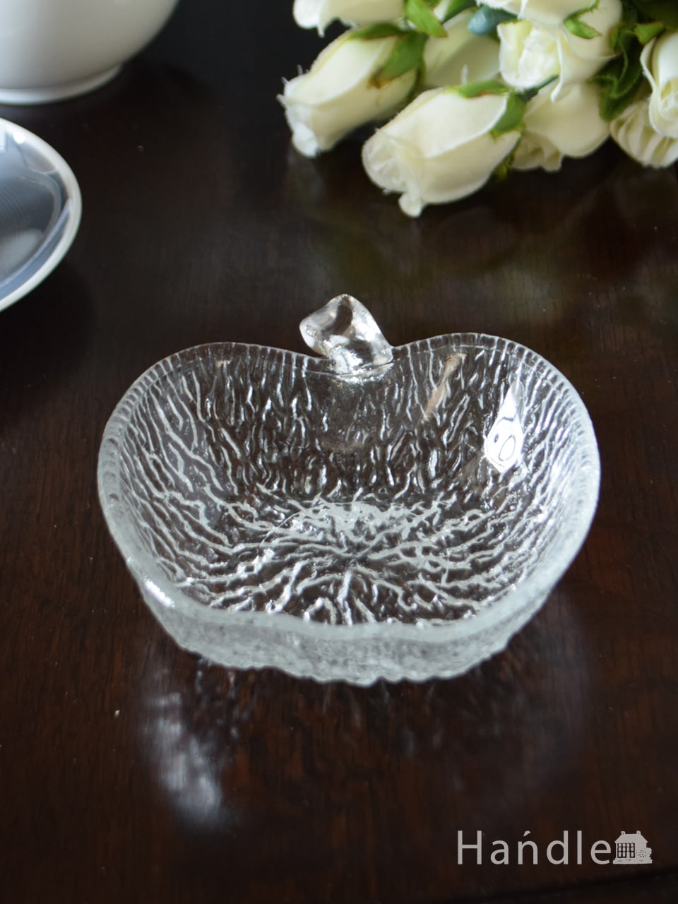 アンティークガラスの食器 りんごの形が可愛いプレスドグラスのボウル Pg 6629 アンティーク雑貨