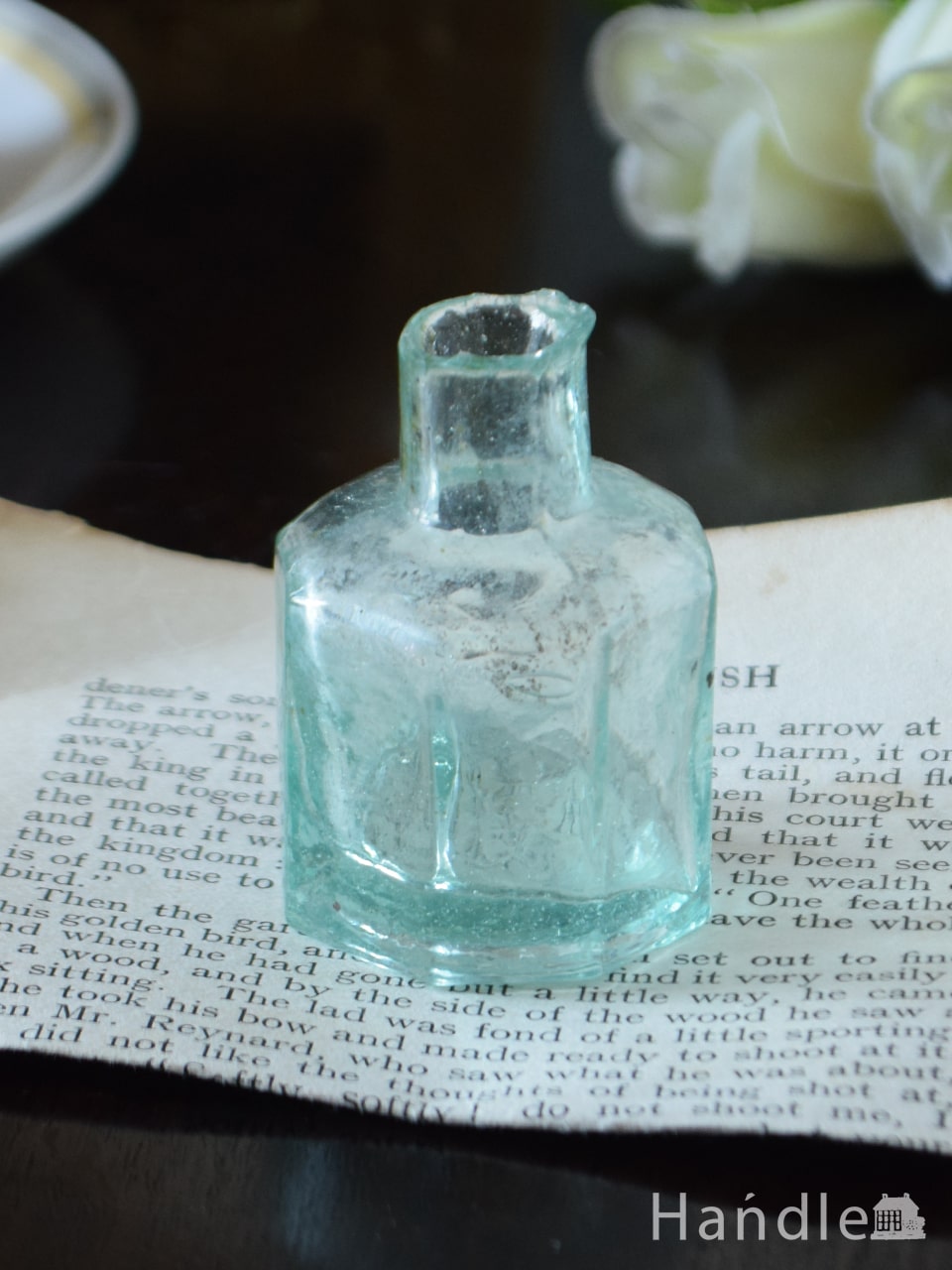 イギリスのアンティークガラス雑貨、八角形のヴィクトリアンインク瓶 (m-4530-z)