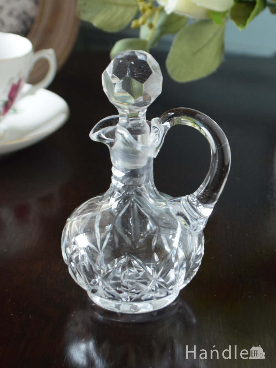 アンティークのガラスの雑貨、イギリスで見つけた小さなオイルボトル (pg-6900)