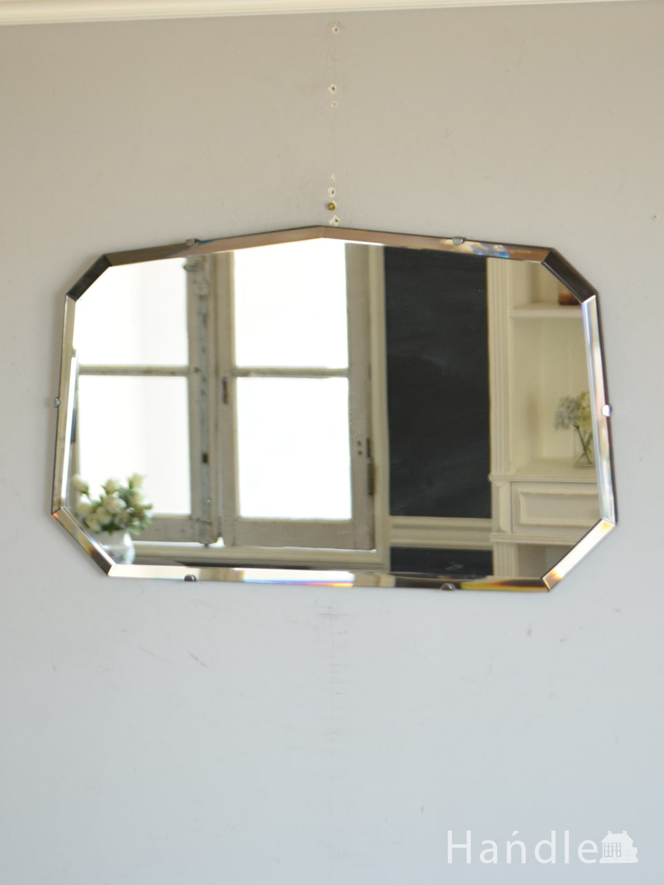 アンティークのカッティングミラー、イギリスで見つけたおしゃれな壁掛け鏡 (m-4629-z)