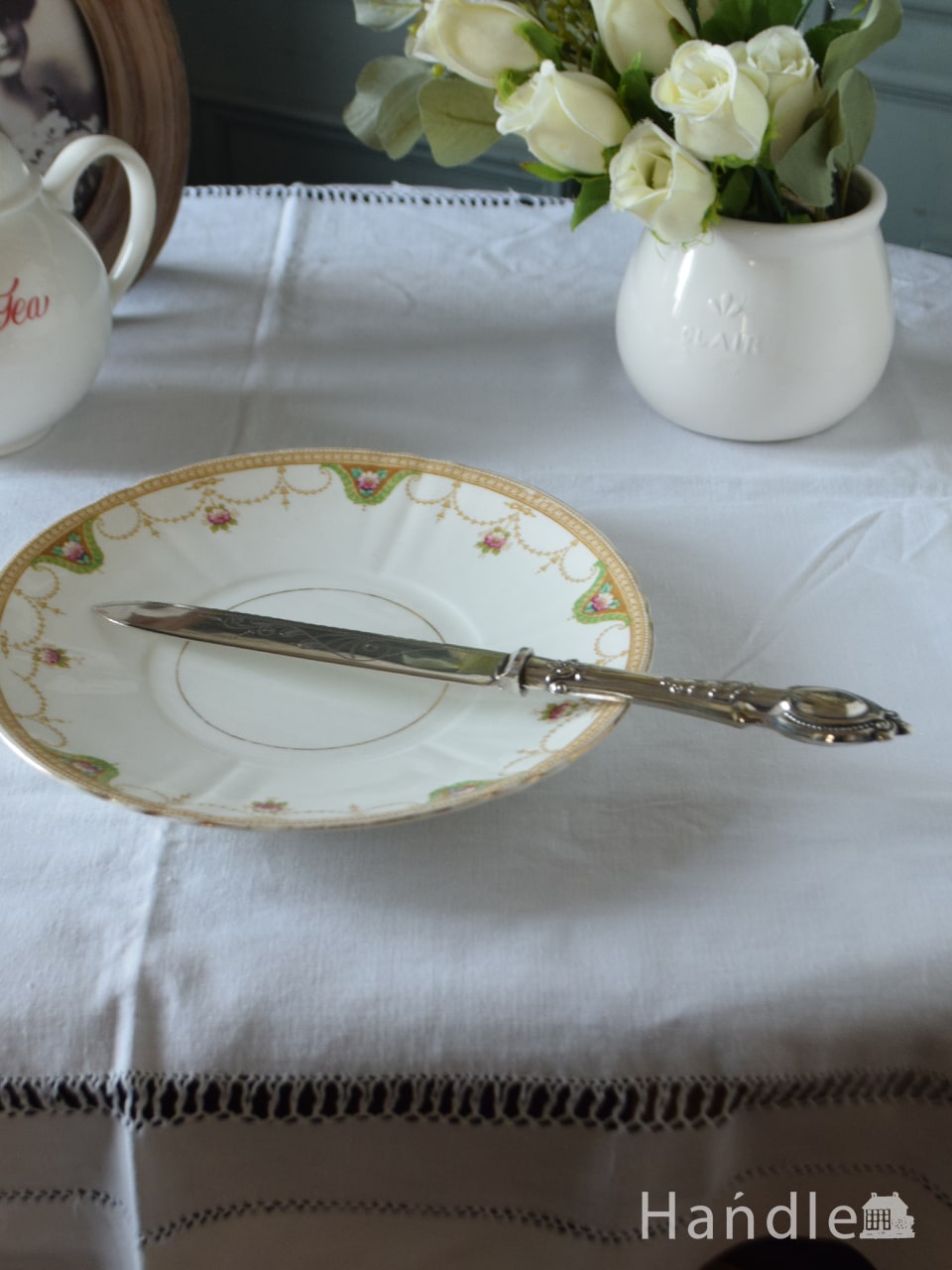 シルバーのおしゃれなカトラリー、アンティークシルバープレートのナイフ (k-4710-z)