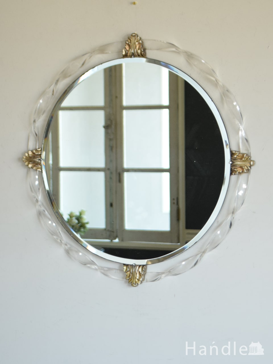 英国アンティークのおしゃれな壁掛け鏡、装飾付きのウォールミラー (k-4678-z)