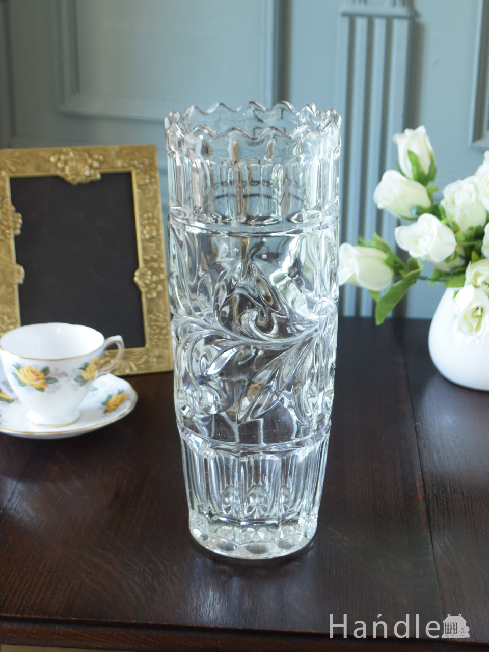 アンティークガラスの花瓶、イギリスで見つけたおしゃれなフラワーベース  (pg-7003)