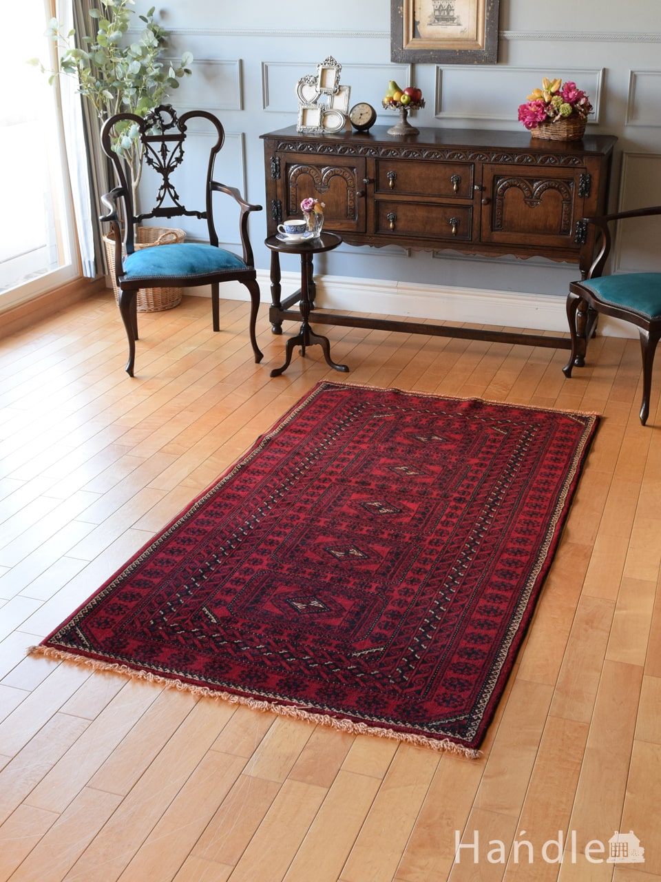Vintageアフガニスタン トライバルラグ 手織り絨毯size361x120 ラグ